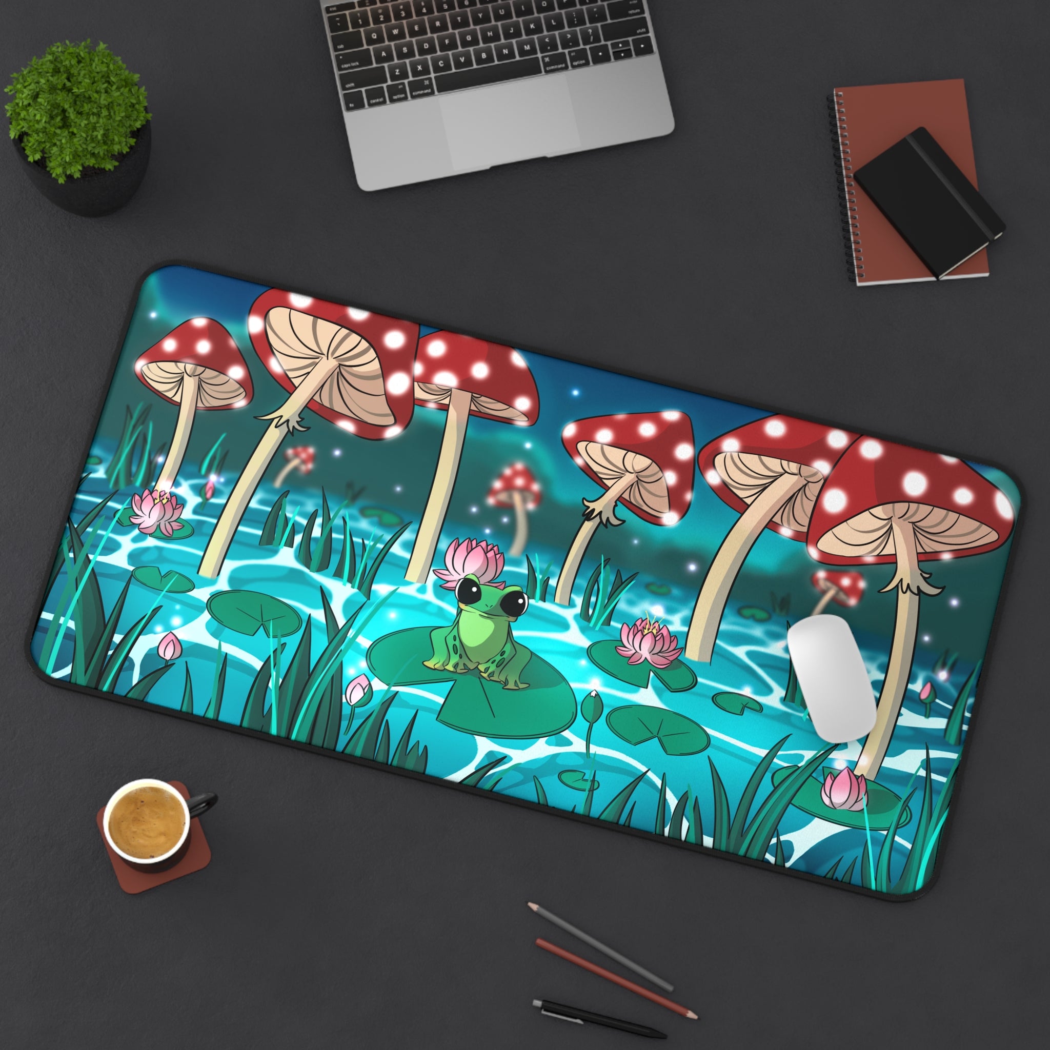 Mushroom Frog Desk Mat